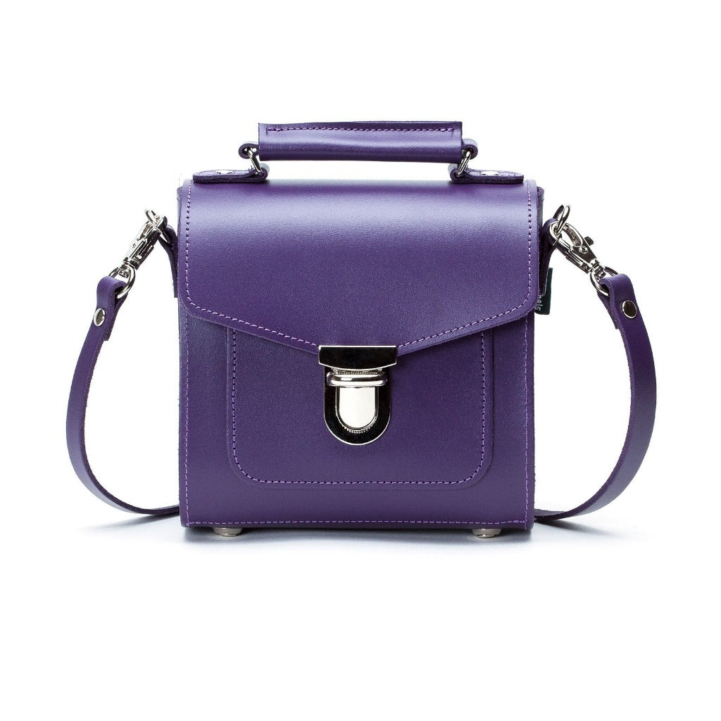 Handmade Leather Sugarcube Handbag - Purple-0