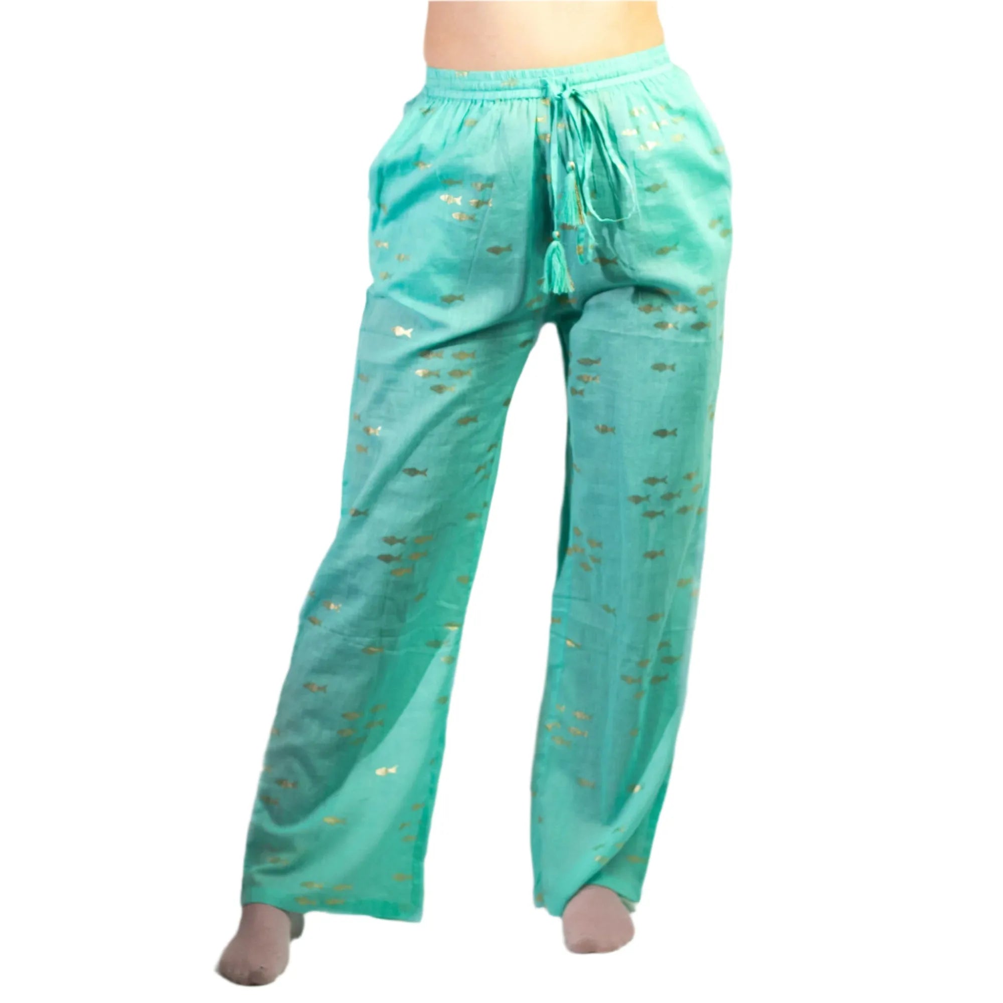 Ancient Wisdom Cotton Summer Trousers - Holiday Lounge Pants Clothing & Accessories > Clothing > Trousers & Jeans > Cotton Trousers > Holiday Trousers > Lounge Pants > Hand Painted Trousers > Indian Cotton Trousers emmy-jane-boutique.myshopify.com