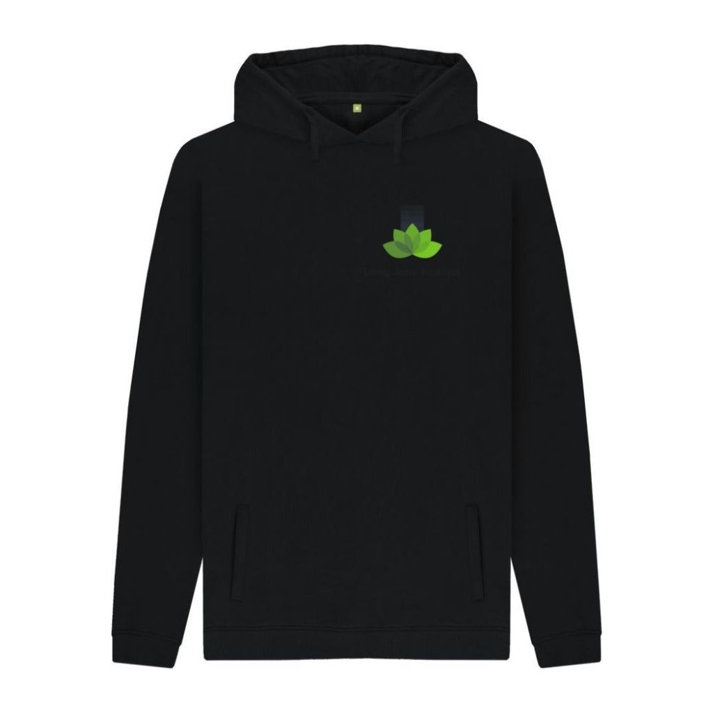 Black Mens Organic Cotton Hoodie - Ejb eco - Vegan Friendly - 5 Colours