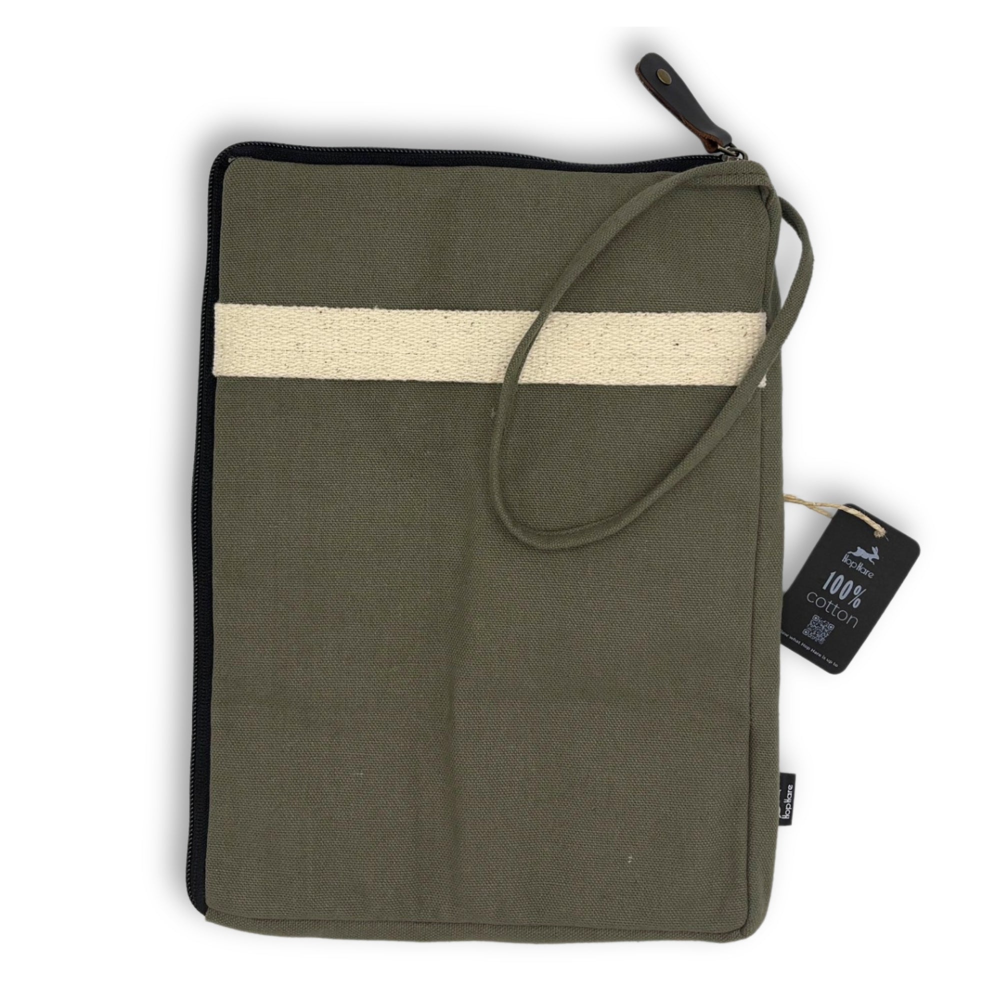 Laptop & Tablet Pouches Jute and Cotton Canvas - Orange Charcoal and Olive