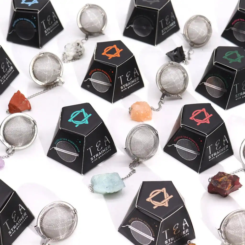 Ancient Wisdom Tea Strainer - Raw Gemstone & Stainless Steel Tea Strainer- Tea Gift Home & Garden > Kitchen & Dining > Kitchen Tools & Utensils > Tea Strainers > Raw Gemstone Tea Strainers > Stainless Steel Tea Strainers > Tea Gifts emmy-jane-boutique.myshopify.com