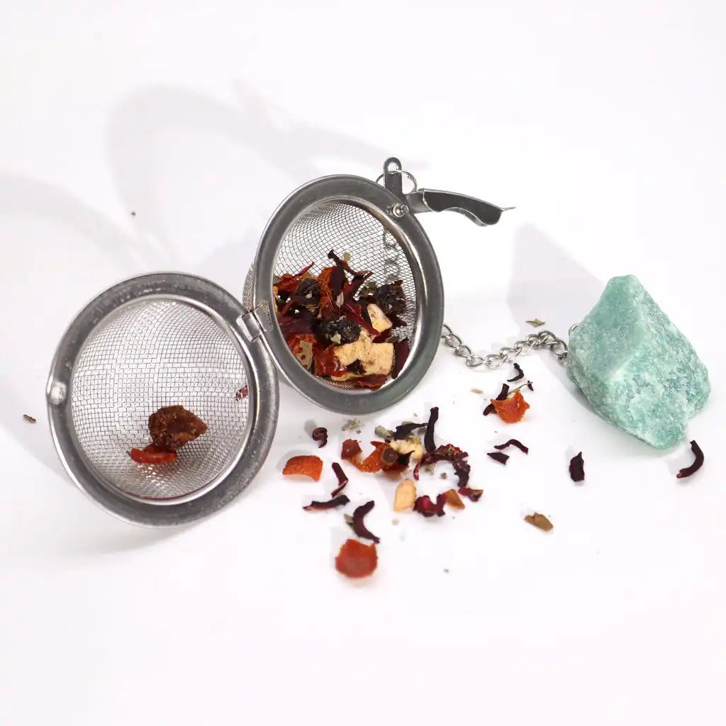 Ancient Wisdom Tea Strainer - Raw Gemstone & Stainless Steel Tea Strainer- Tea Gift Home & Garden > Kitchen & Dining > Kitchen Tools & Utensils > Tea Strainers > Raw Gemstone Tea Strainers > Stainless Steel Tea Strainers > Tea Gifts emmy-jane-boutique.myshopify.com
