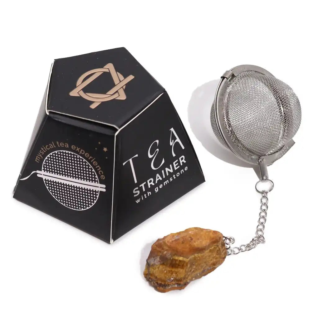 Ancient Wisdom Tea Strainer - Raw Gemstone & Stainless Steel Tea Strainer- Tea Gift Home & Garden > Kitchen & Dining > Kitchen Tools & Utensils > Tea Strainers > Raw Gemstone Tea Strainers > Stainless Steel Tea Strainers > Tea Gifts emmy-jane-boutique.myshopify.com