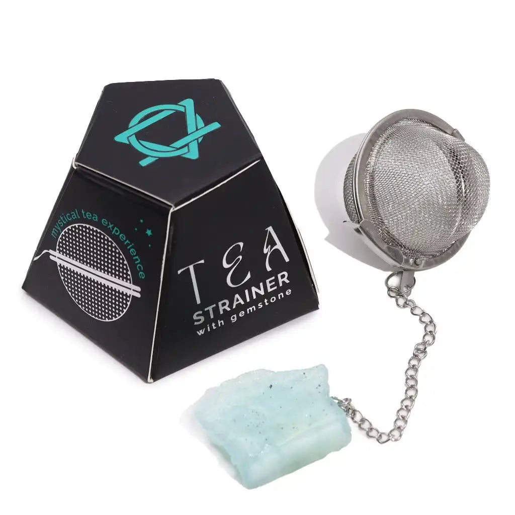 Ancient Wisdom Tea Strainer - Raw Gemstone & Stainless Steel Tea Strainer- Tea Gift Home & Garden > Kitchen & Dining > Kitchen Tools & Utensils > Tea Strainers > Raw Gemstone Tea Strainers > Stainless Steel Tea Strainers > Tea Gifts emmy-jane-boutique.myshopify.com