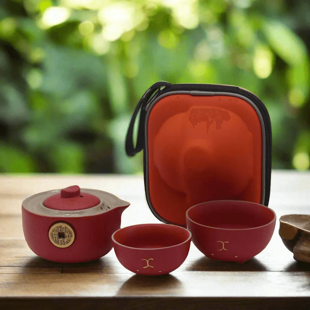 Emmy Jane Travel Teapot Set for 2 - Money Cat Teapot Set - Black or Red Home & Garden > Kitchen & Dining > Tableware > Coffee & Tea Sets > Herbal Teapot Sets > Travel Teapot Set for 2 emmy-jane-boutique.myshopify.com