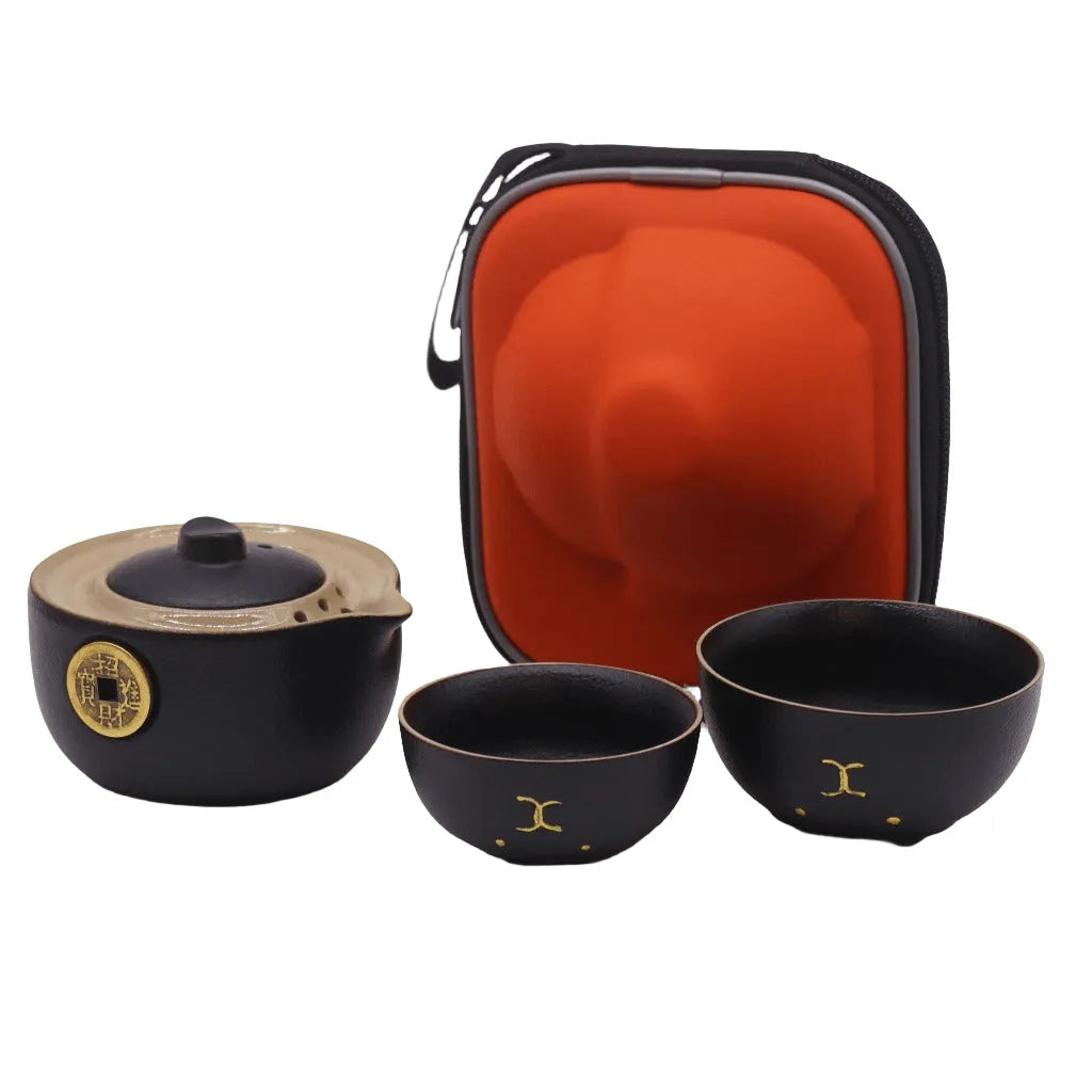 Emmy Jane Travel Teapot Set for 2 - Money Cat Teapot Set - Black or Red Home & Garden > Kitchen & Dining > Tableware > Coffee & Tea Sets > Herbal Teapot Sets > Travel Teapot Set for 2 emmy-jane-boutique.myshopify.com