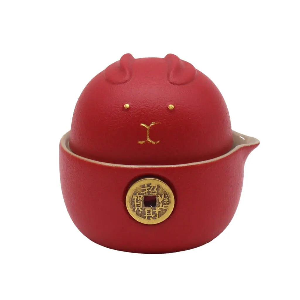 Emmy Jane Travel Teapot Set for 2 - Money Cat Teapot Set - Black or Red Home & Garden > Kitchen & Dining > Tableware > Coffee & Tea Sets > Herbal Teapot Sets > Travel Teapot Set for 2 emmy-jane-boutique.myshopify.com