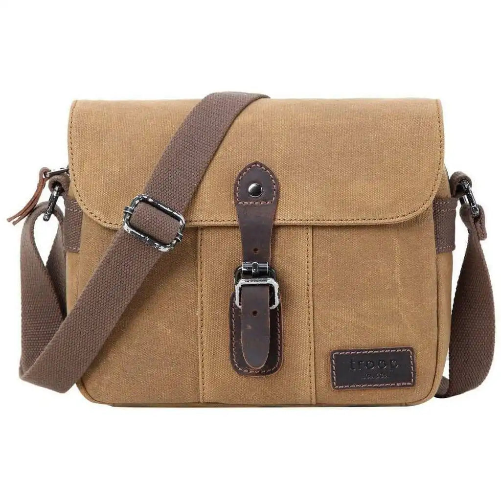 Troop London Troop London - Heritage - Canvas Leather Across body Bag, Small Travel Bag 3032 - Apparel & Accessories > Handbags, Wallets & Cases > Handbags > Crossbody Bags emmy-jane-boutique.myshopify.com