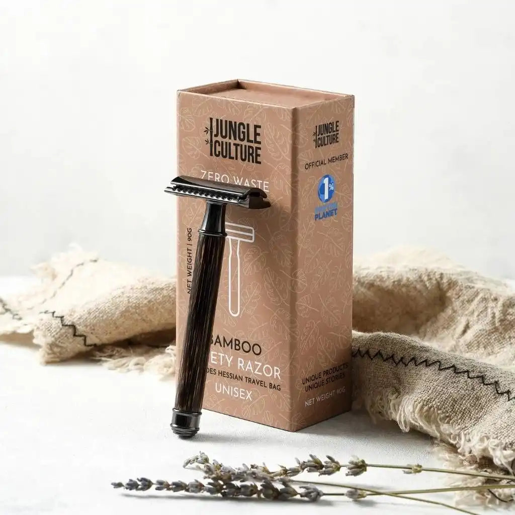 Jungle Culture Eco Bamboo Safety Razor -  Reusable Bamboo Razor & Jute Travel Bag Health & Beauty > Personal Care > Shaving & Grooming > Razors & Razor Blades > Eco-Friendly Razors > Zero Waste Razors emmy-jane-boutique.myshopify.com