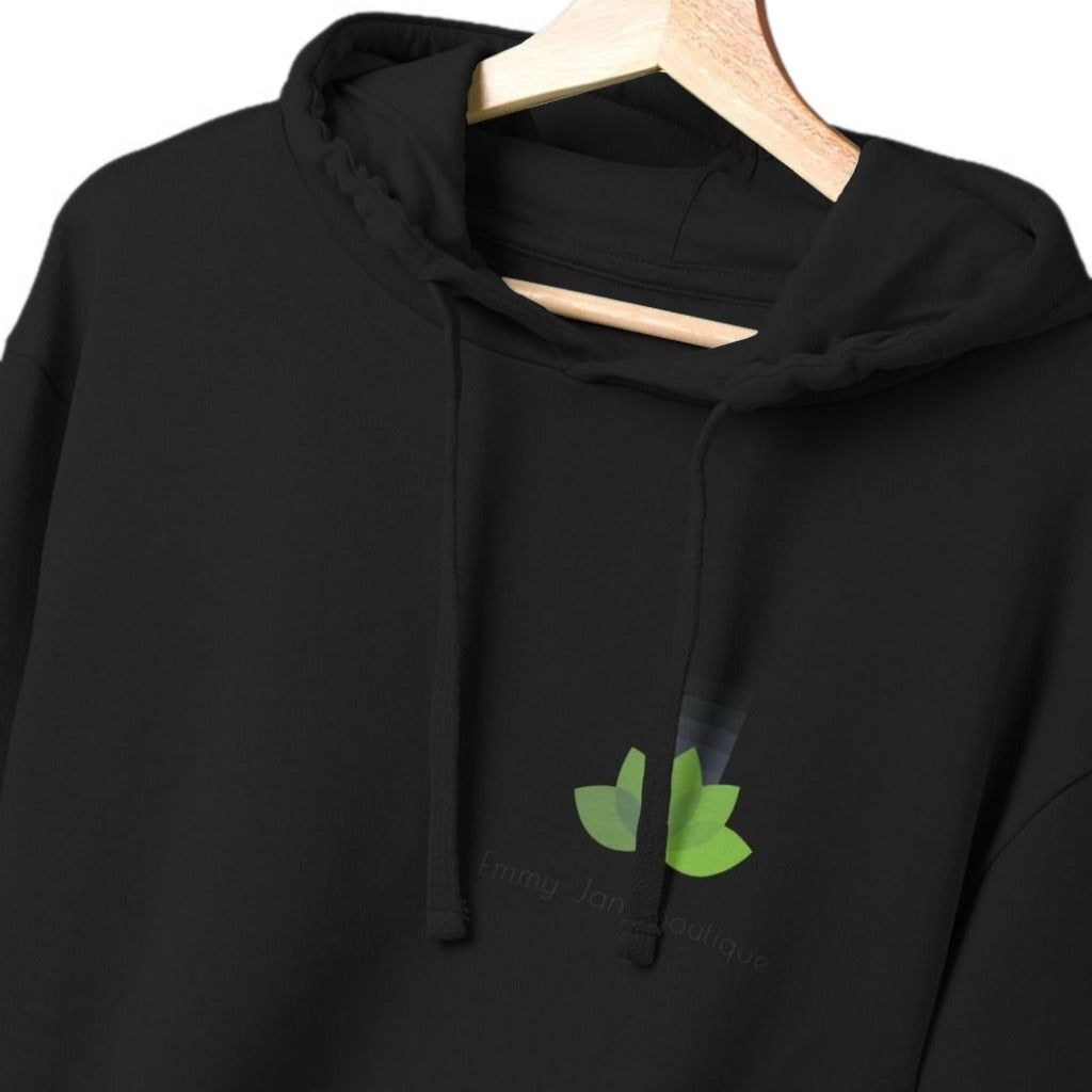 Emmy Jane - Ejb eco Mens Organic Cotton Hoodie Black - Vegan Friendly. Circular Economy Organic Cotton Hoodie. Made from 50% post-consumer remanufactured organic cotton / 50% organic cotton, 340g/m2