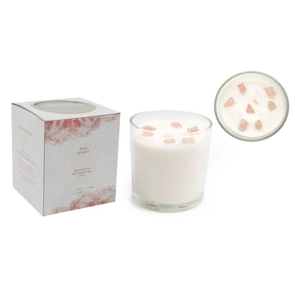 Rose scented jar candle with rose quartz