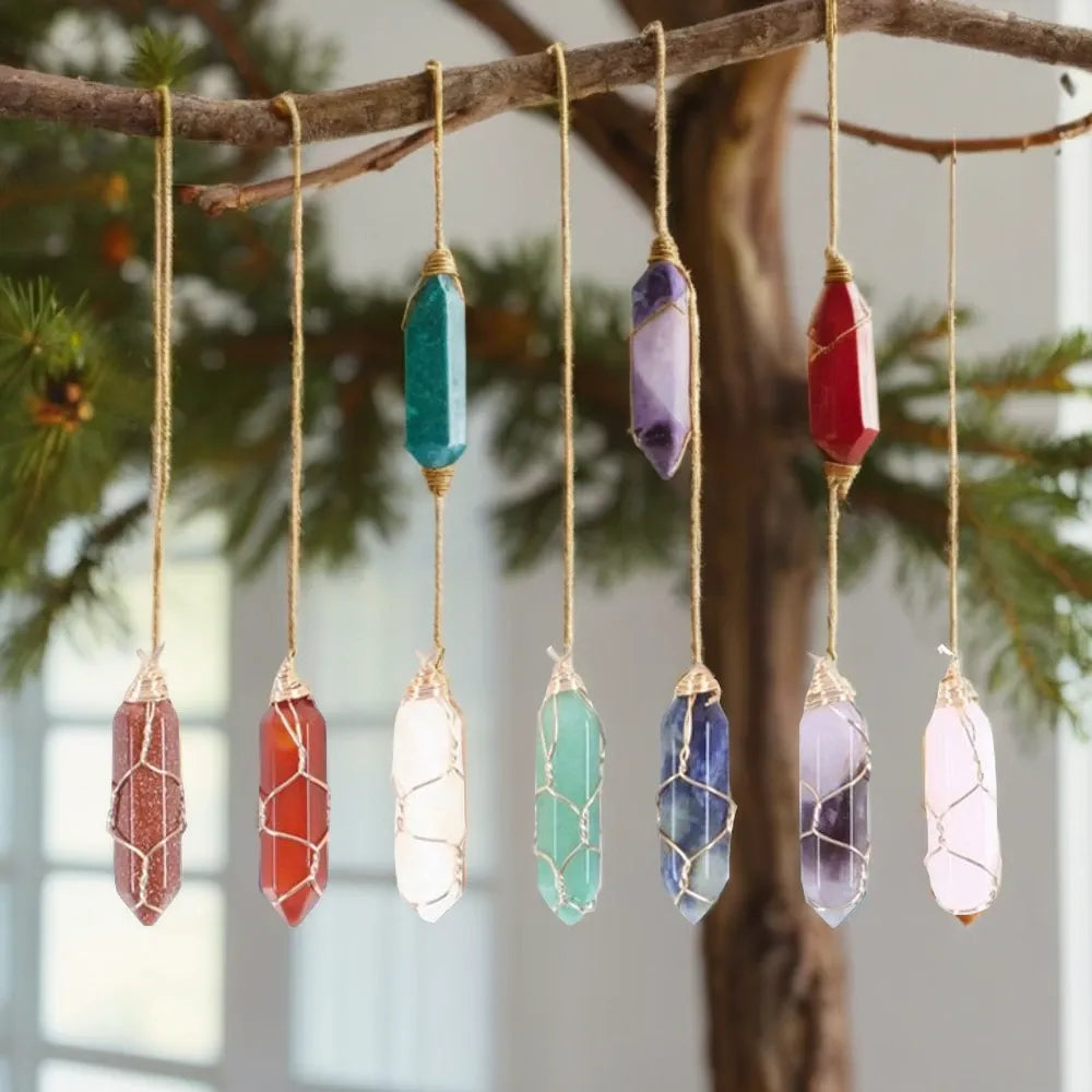 Hanging Crystal Tree Decorations - Set of 7 Alternative Xmas Decor