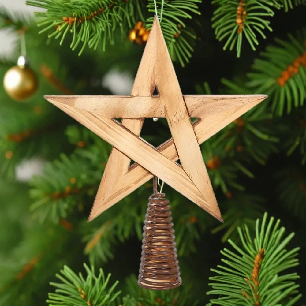 Alternative Xmas Tree Topper - Winter Solstice Wooden Pentagram