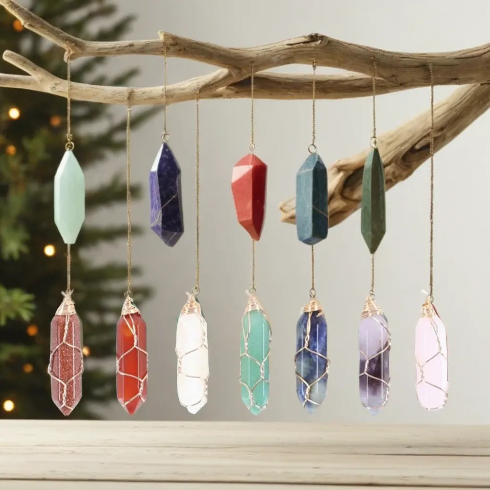 Hanging Crystal Tree Decorations - Set of 7 Alternative Xmas Decor