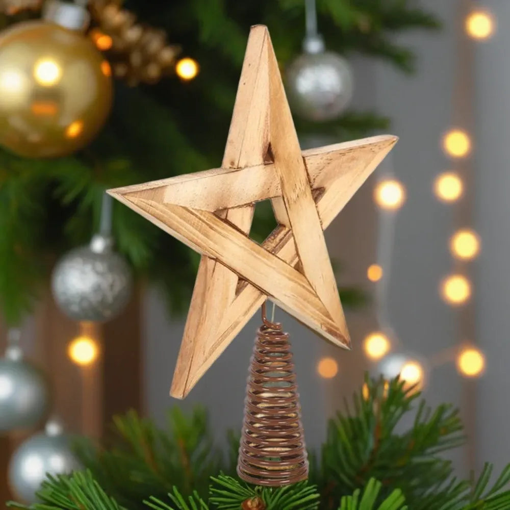 Alternative Xmas Tree Topper - Winter Solstice Wooden Pentagram