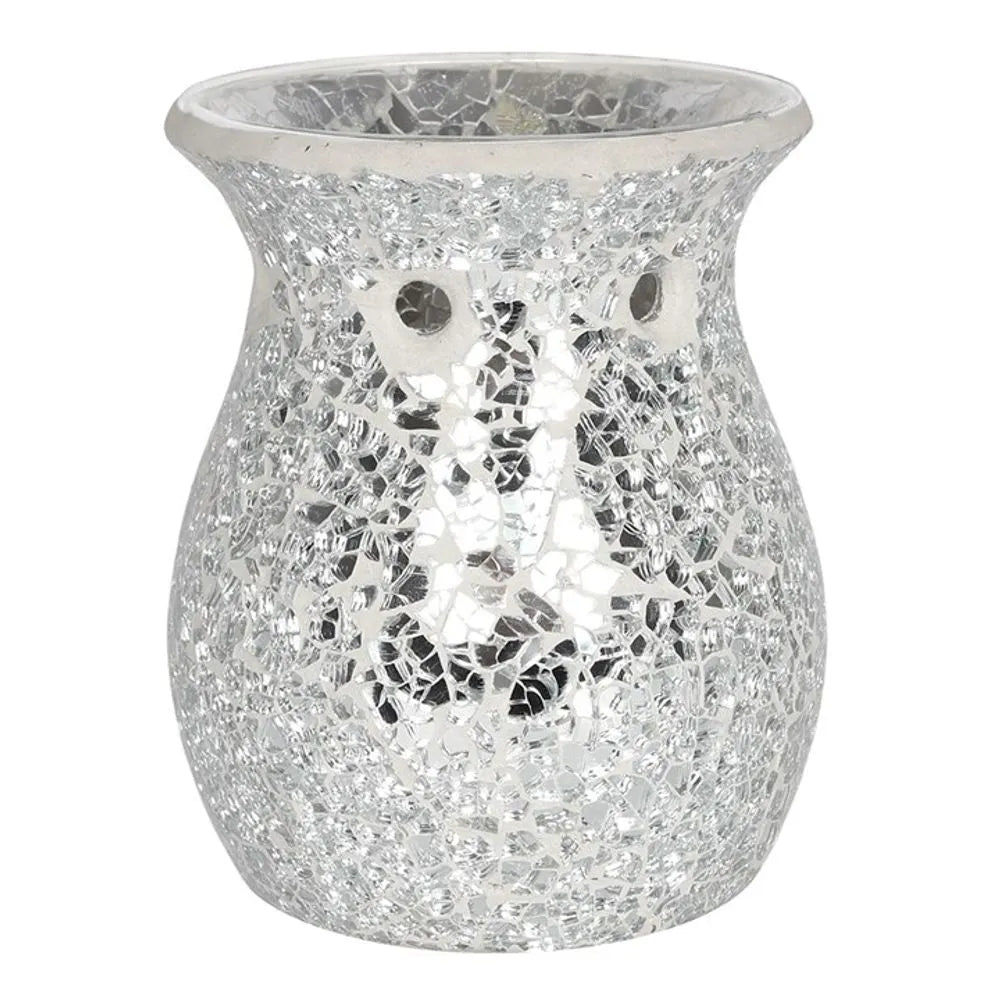 Something Different Oil Burner - Large Silver Crackle Glass Wax Melt Burner - Oil Warmer Home & Garden > Decor > Home Fragrance Accessories > Aroma Diffusers > Ceramic Oil Burners > Silver Crackle Glass Oil Burners emmy-jane-boutique.myshopify.com
