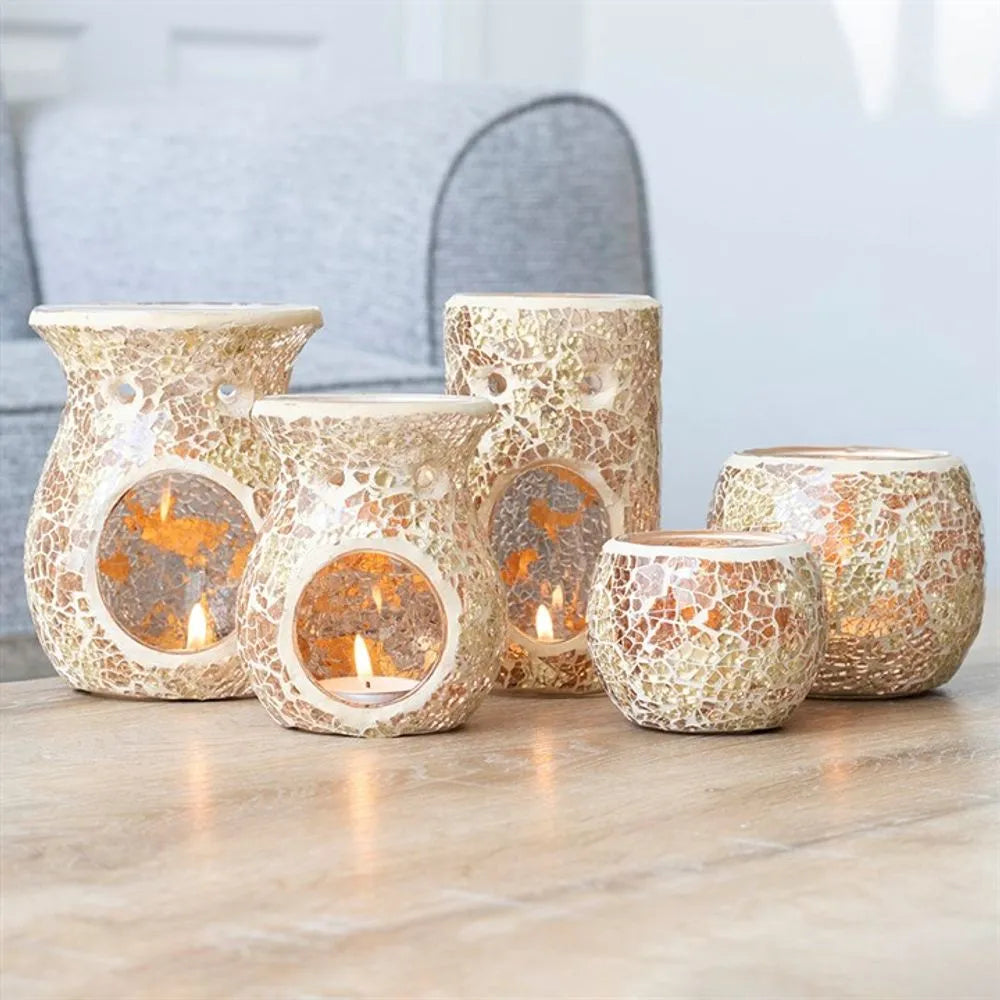 Small Gold Crackle Glass Oil Burner  emmy-jane-boutique.myshopify.com