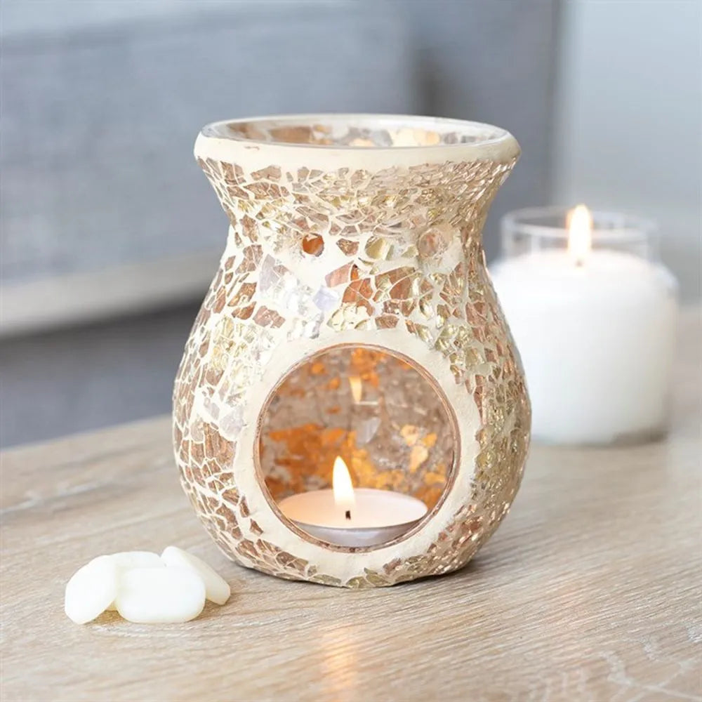 Small Gold Crackle Glass Oil Burner  emmy-jane-boutique.myshopify.com
