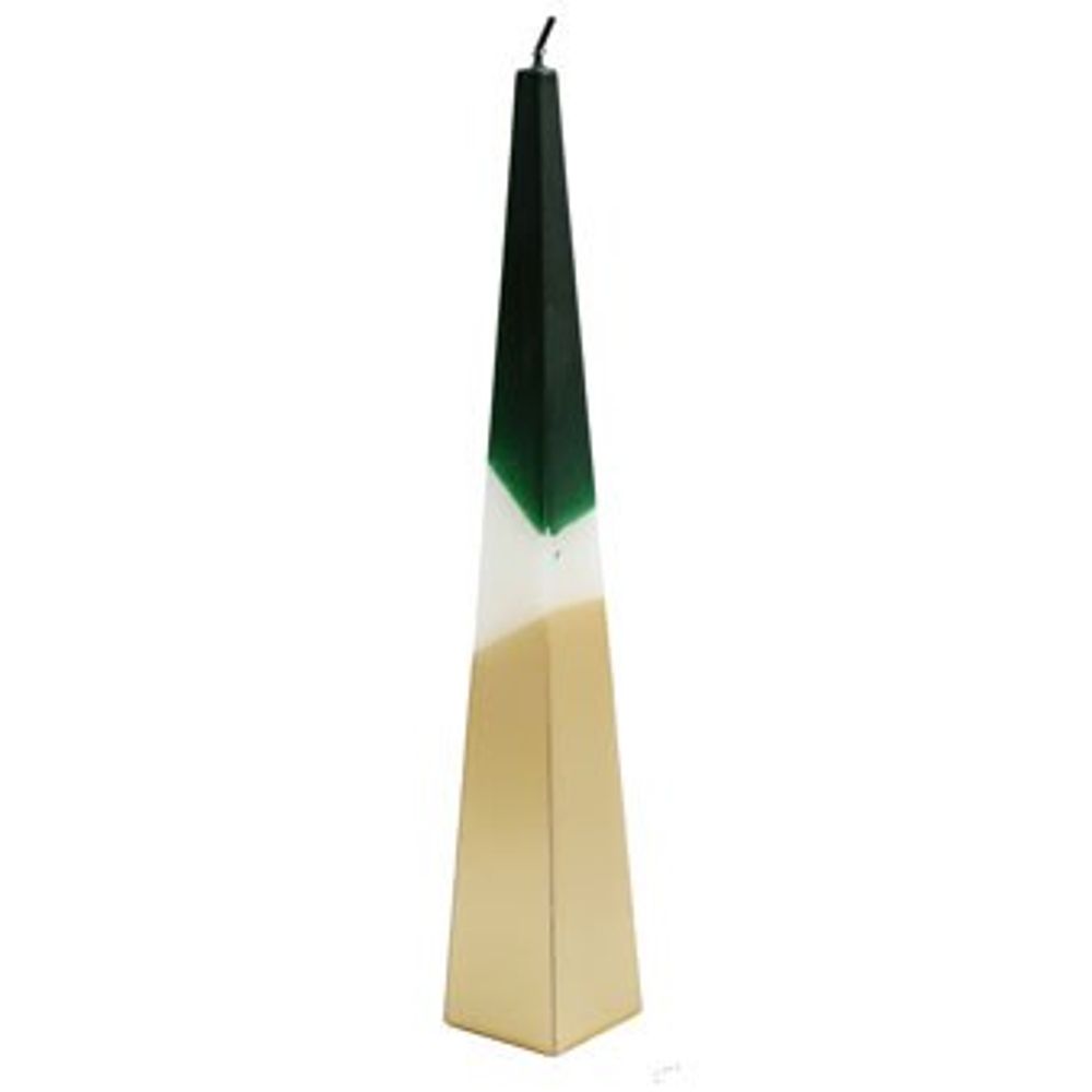 Green and Gold Pyramid Candle - 32cm Xmas Candles