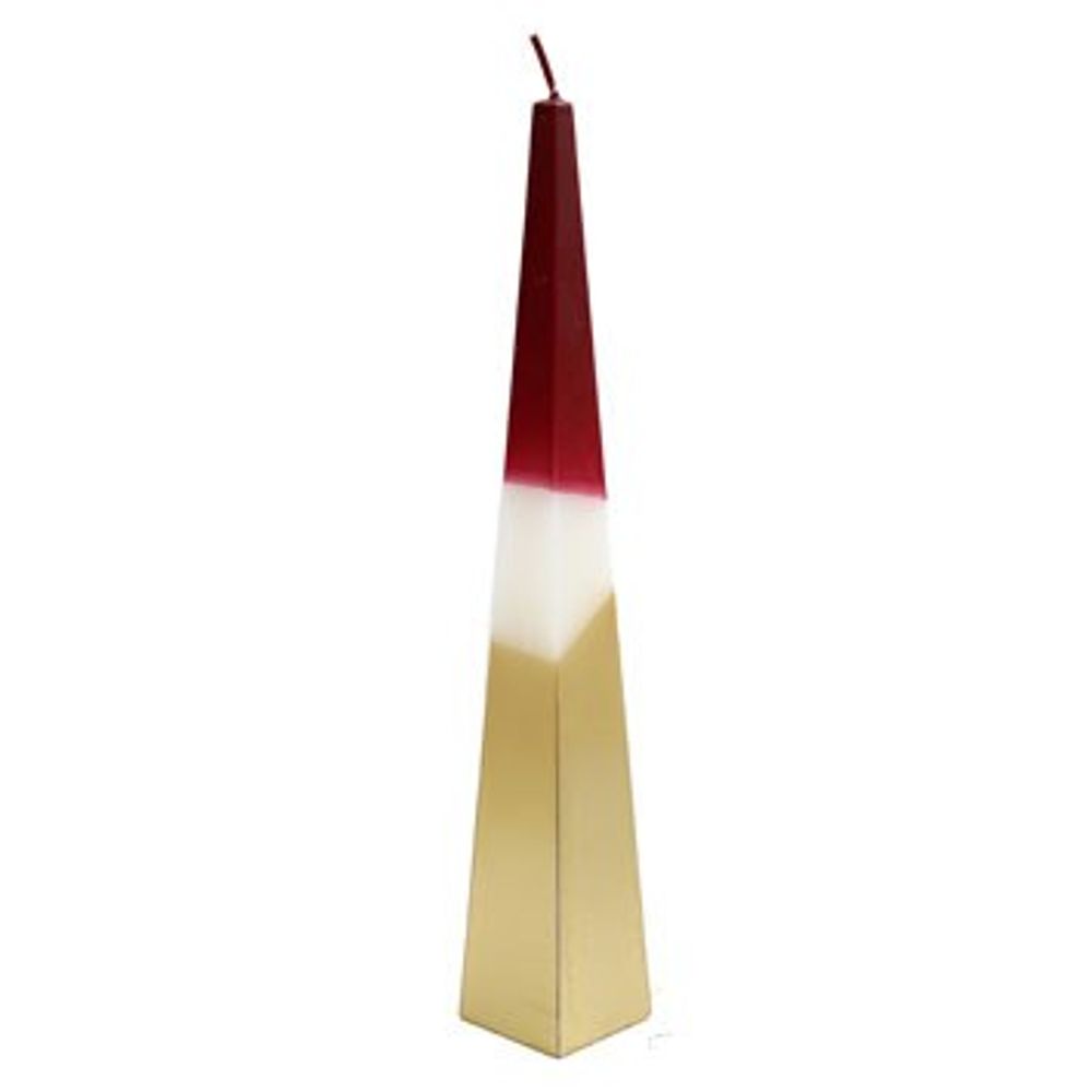 Red and Gold Pyramid Candle - 32cm Christmas Candles