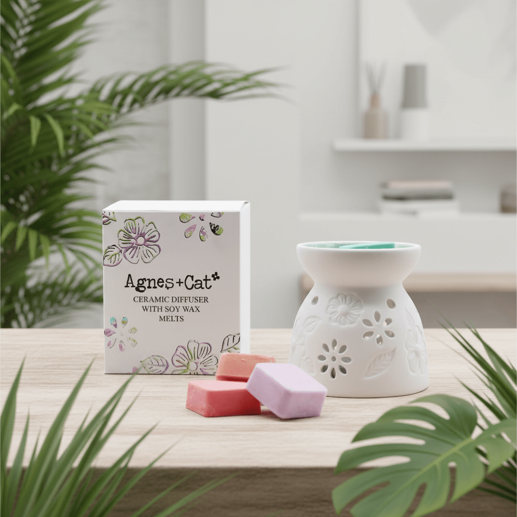Ceramic Diffuser Gift Set with Soy Wax Melts - Agnes+Cat