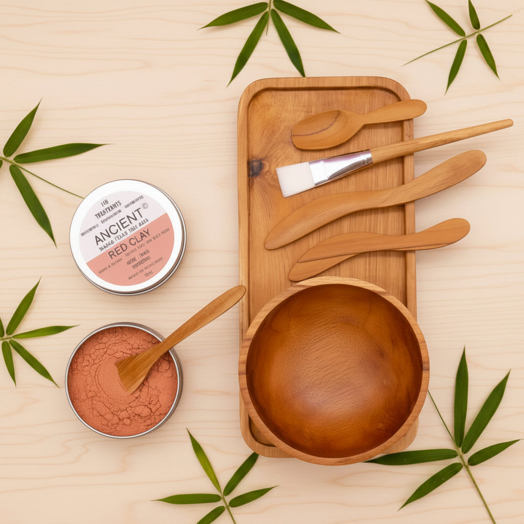 Ancient Wisdom Spa Clay Mask/Body Wax Application Set - Handmade from Indonesian Teak Wood Health & Beauty > Personal Care > Cosmetics > Skin Care > Facial Cleansing Kits emmy-jane-boutique.myshopify.com