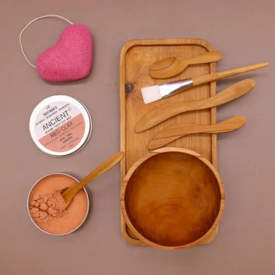 Ancient Wisdom Spa Clay Mask/Body Wax Application Set - Handmade from Indonesian Teak Wood Health & Beauty > Personal Care > Cosmetics > Skin Care > Facial Cleansing Kits emmy-jane-boutique.myshopify.com