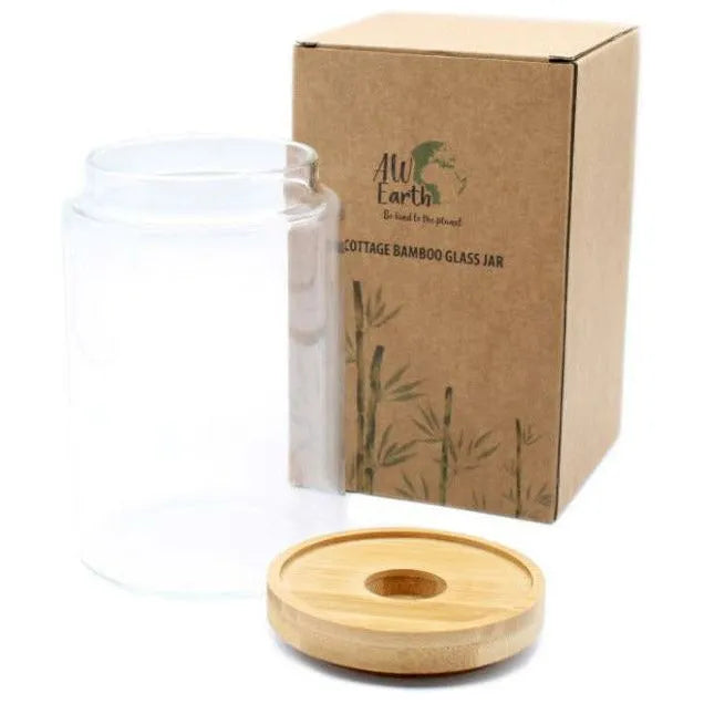 AW Earth Eco Friendly Cottage Bamboo & Glass Storage Jars - Natural Home Storage Home & Garden > Household Supplies > Storage & Organisation > Household Storage Containers > Eco Friendly Storage Jars emmy-jane-boutique.myshopify.com