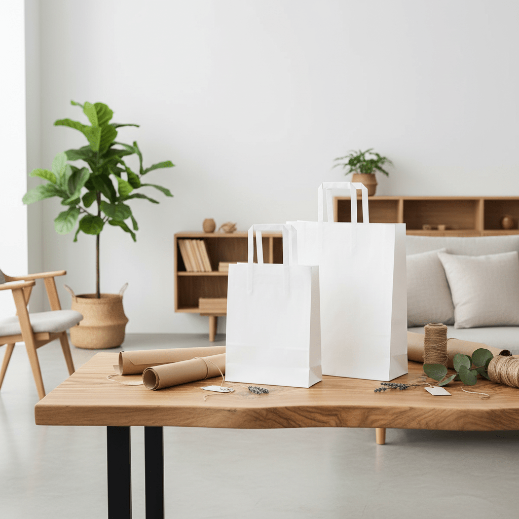 Paper Carrier Bags - Recycled & Recyclable - 2 Sizes - White or Brown