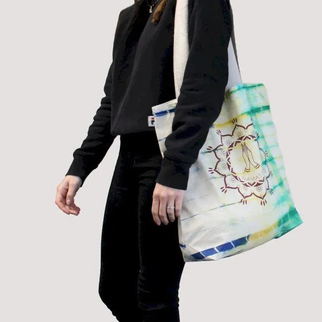 Ancient Wisdom Natural Tie-Dye Bags - Indian Cotton - Blue & Pink Shades Apparel & Accessories > Handbags, Wallets & Cases > Shopper Bags > Cotton Tote Bags > Tie Die Bags emmy-jane-boutique.myshopify.com