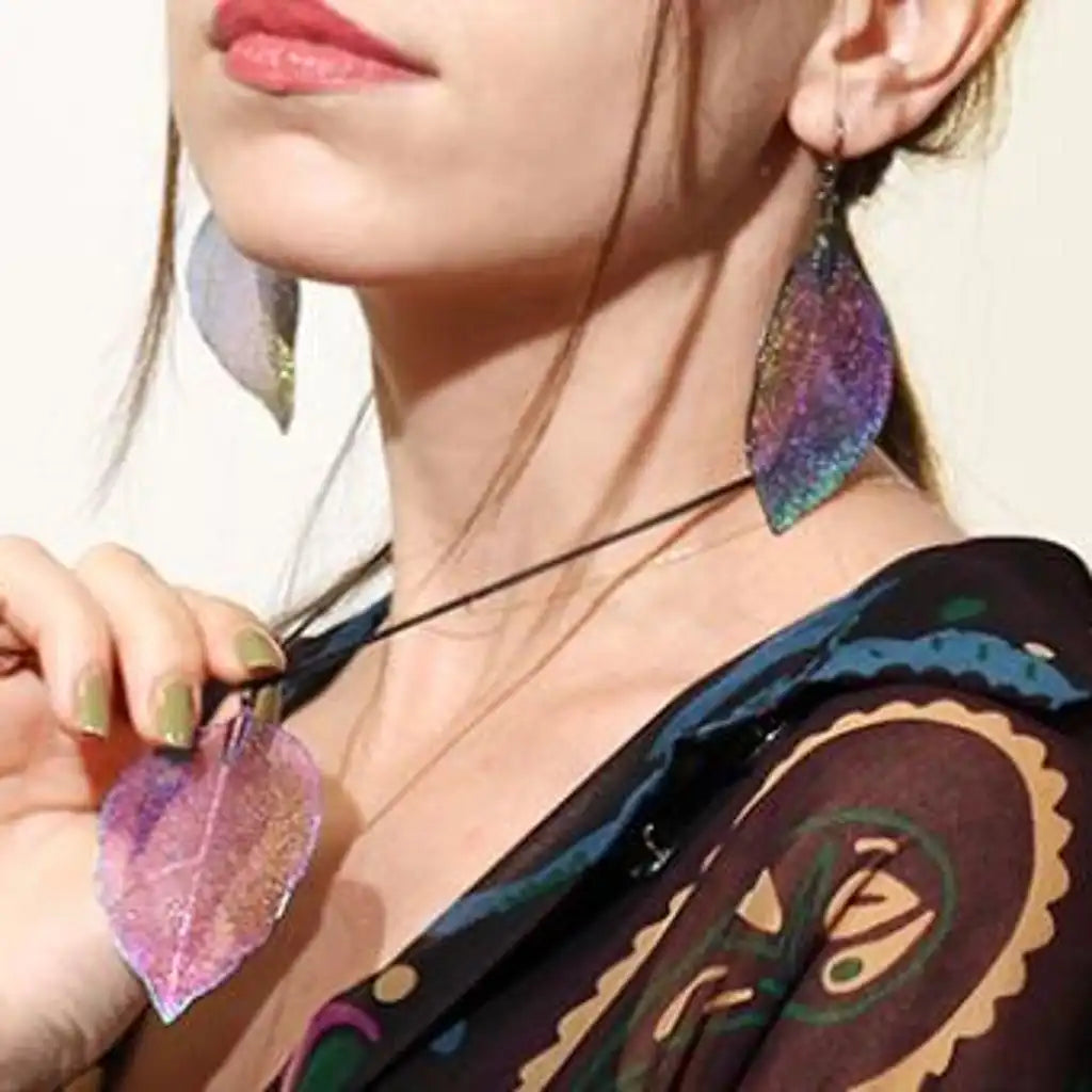 Ancient Wisdom Real Leaf Jewellery Set - Necklace & Earrings - Gold Clothing & Accessories > Jewellery & Watches > Jewellery Sets > Real Leaf Jewellery Sets emmy-jane-boutique.myshopify.com