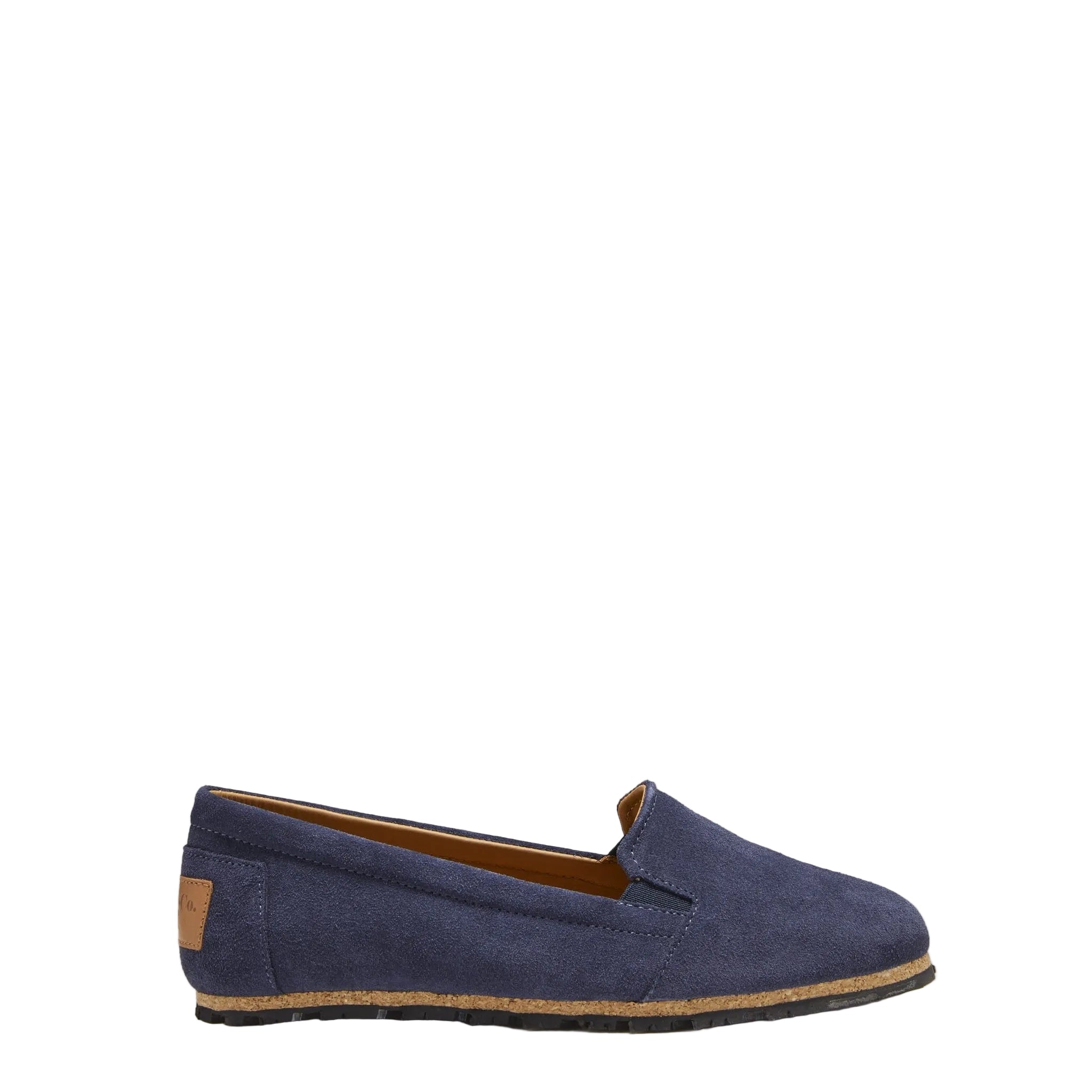 Blue loafer shoe on a white background