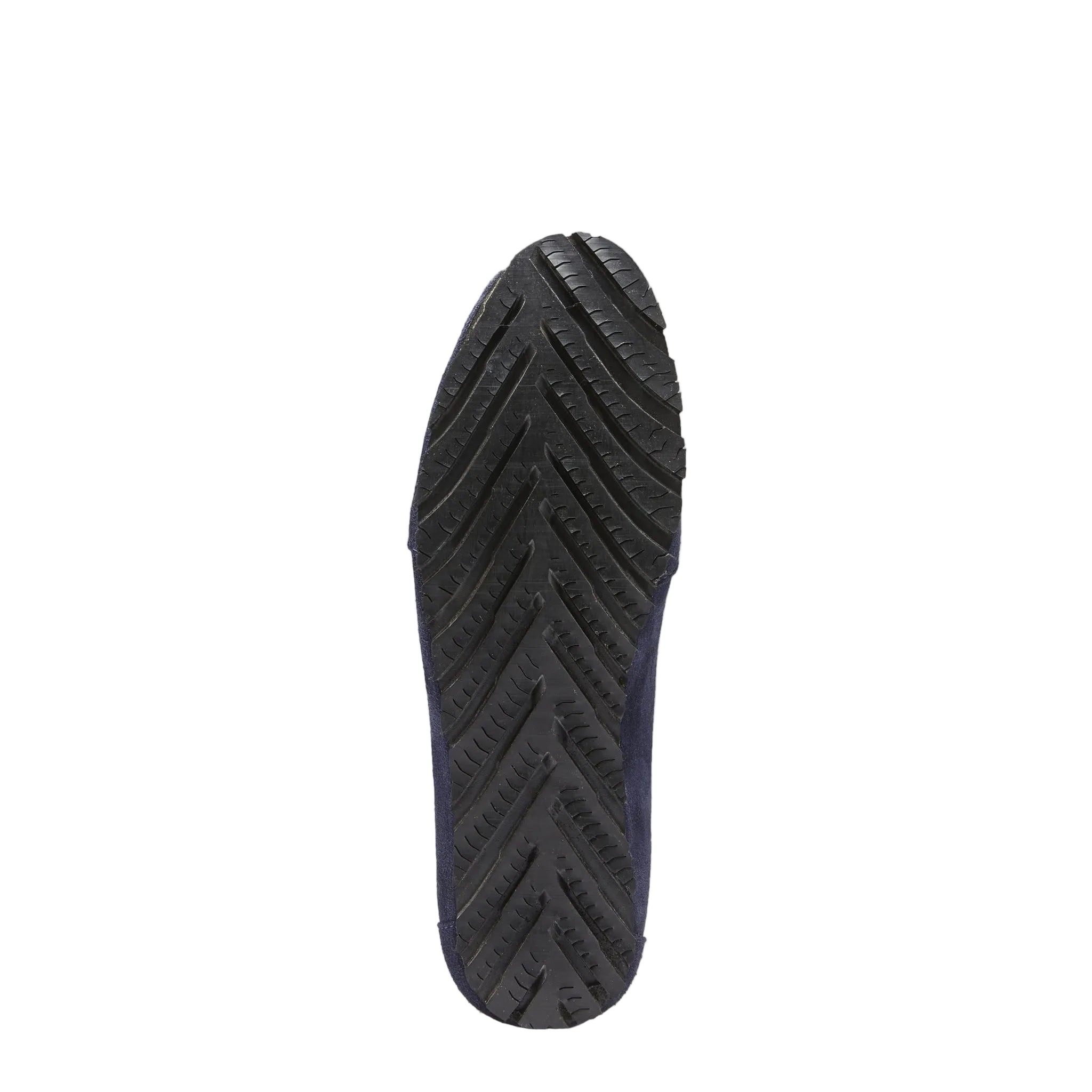 Close-up of a black rubber sole on a white background