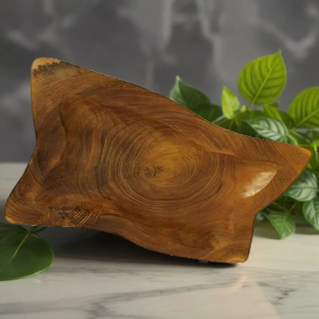 Hand Carved Teak Wood Square Plates  Serving Dish - approx 20cm