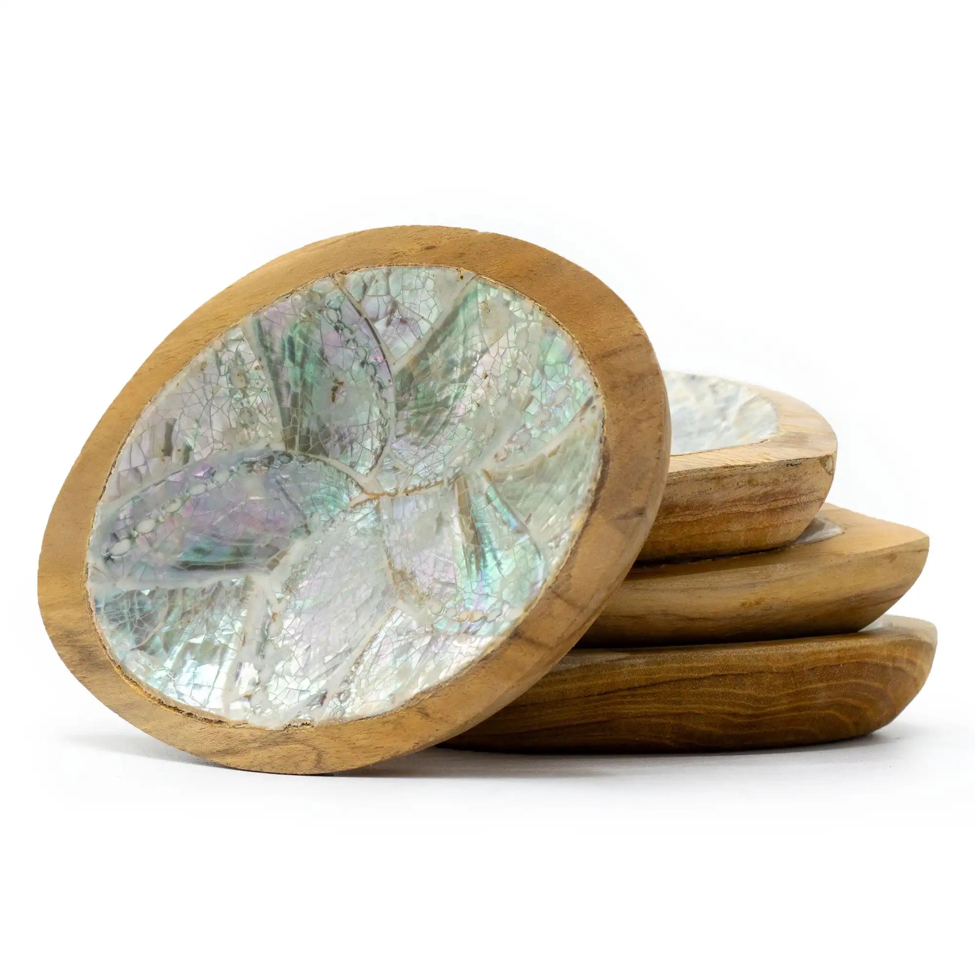 Ancient Wisdom Wooden Bowls with Shell Decor - Set of 4 Teak Wood Mini Bowls Home & Garden > Decor > Decorative Bowls > Wooden Bowls with Shell Decor > Set of 4 Wooden bowls > Teak Mini Bowls emmy-jane-boutique.myshopify.com
