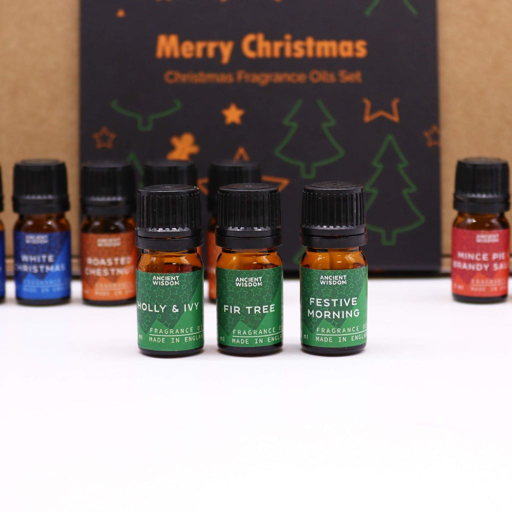 Christmas Fragrance Oils Sets - Christmas Home Fragrance Gift Set. Unleash the magic of the festive season with these Christmas Fragrance oil sets. Each set boasts a delightful collection of 12 fragrance oils, each vial holding 5ml of pure olfactory joy. The beautifully packaged sets make for an ideal gift choice, whether for loved ones or to entice your friends with the festive spirit.