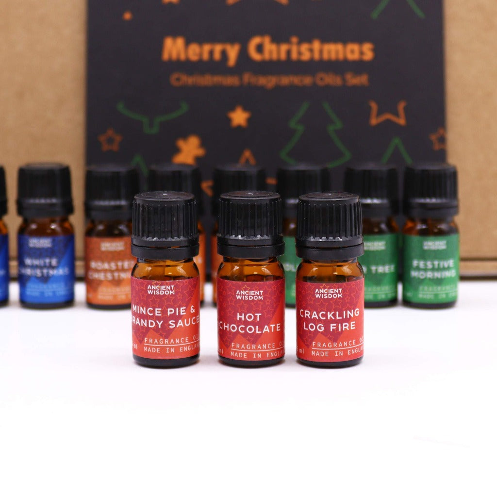 Christmas Fragrance Oils Sets - Christmas Home Fragrance Gift Set. Unleash the magic of the festive season with these Christmas Fragrance oil sets. Each set boasts a delightful collection of 12 fragrance oils, each vial holding 5ml of pure olfactory joy. The beautifully packaged sets make for an ideal gift choice, whether for loved ones or to entice your friends with the festive spirit.