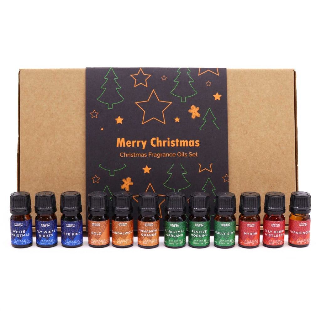 Christmas Fragrance Oils Sets - Christmas Home Fragrance Gift Set. Unleash the magic of the festive season with these Christmas Fragrance oil sets. Each set boasts a delightful collection of 12 fragrance oils, each vial holding 5ml of pure olfactory joy. The beautifully packaged sets make for an ideal gift choice, whether for loved ones or to entice your friends with the festive spirit.