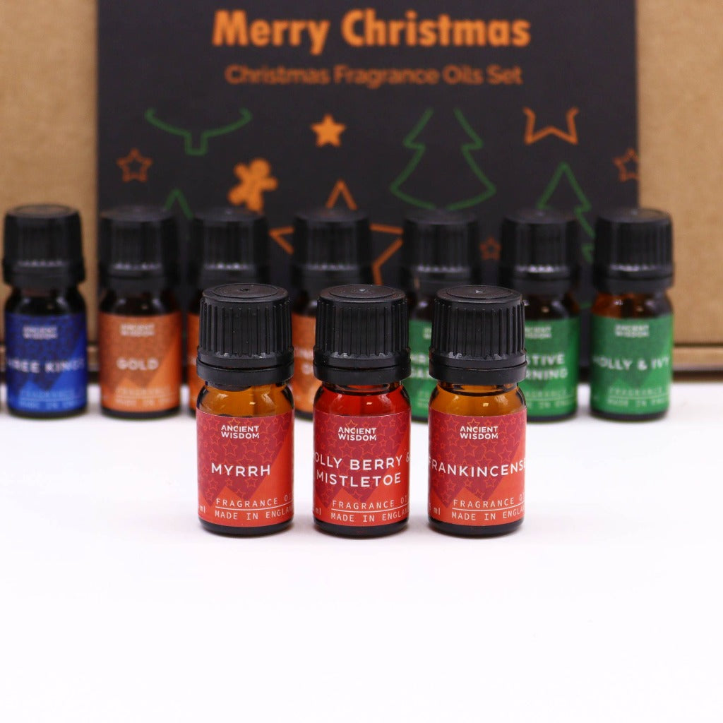 Christmas Fragrance Oils Sets - Christmas Home Fragrance Gift Set. Unleash the magic of the festive season with these Christmas Fragrance oil sets. Each set boasts a delightful collection of 12 fragrance oils, each vial holding 5ml of pure olfactory joy. The beautifully packaged sets make for an ideal gift choice, whether for loved ones or to entice your friends with the festive spirit.