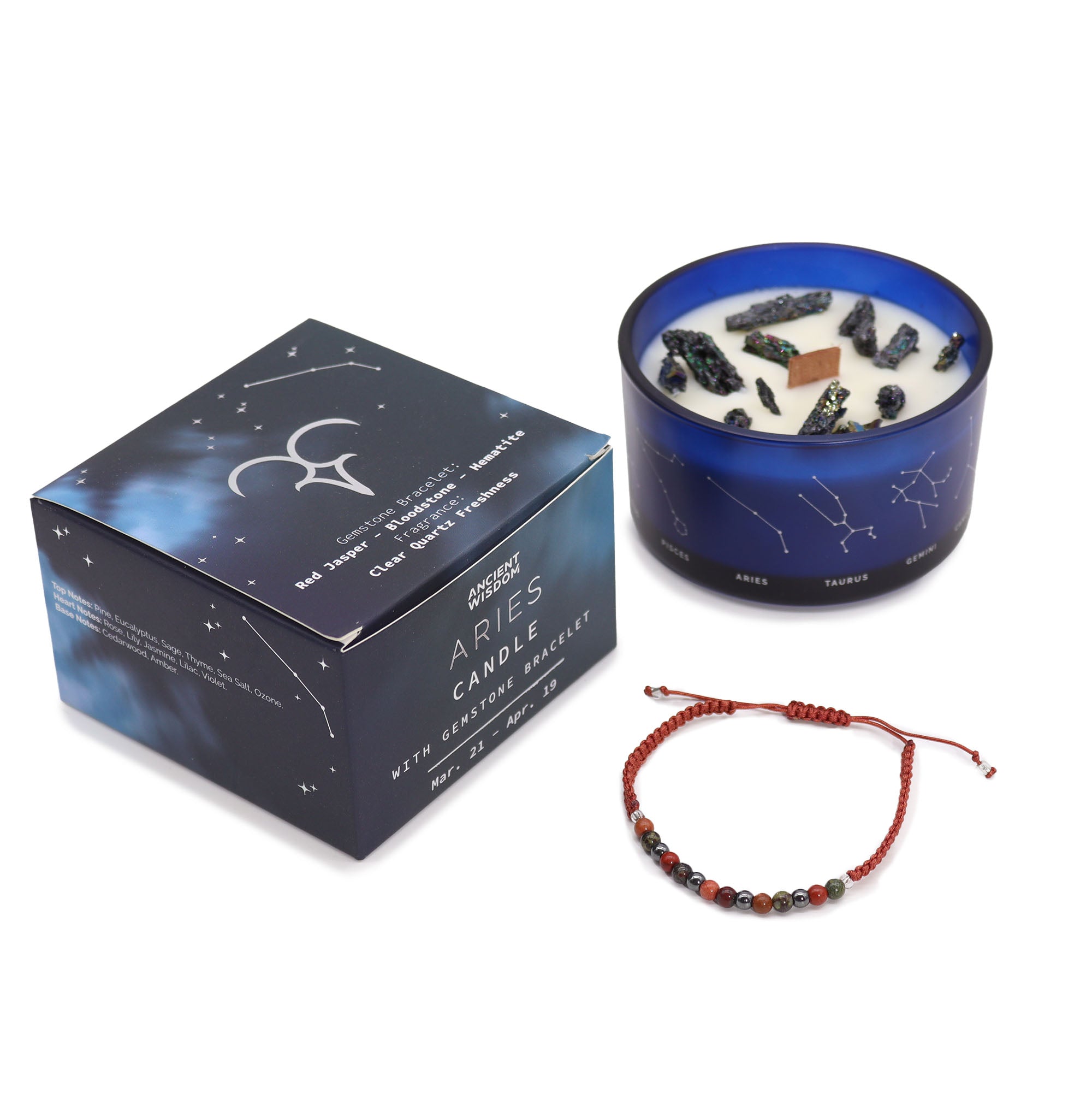 Gemstone Candle Gifts - Zodiac Crystal Candles with Gemstone Bracelets