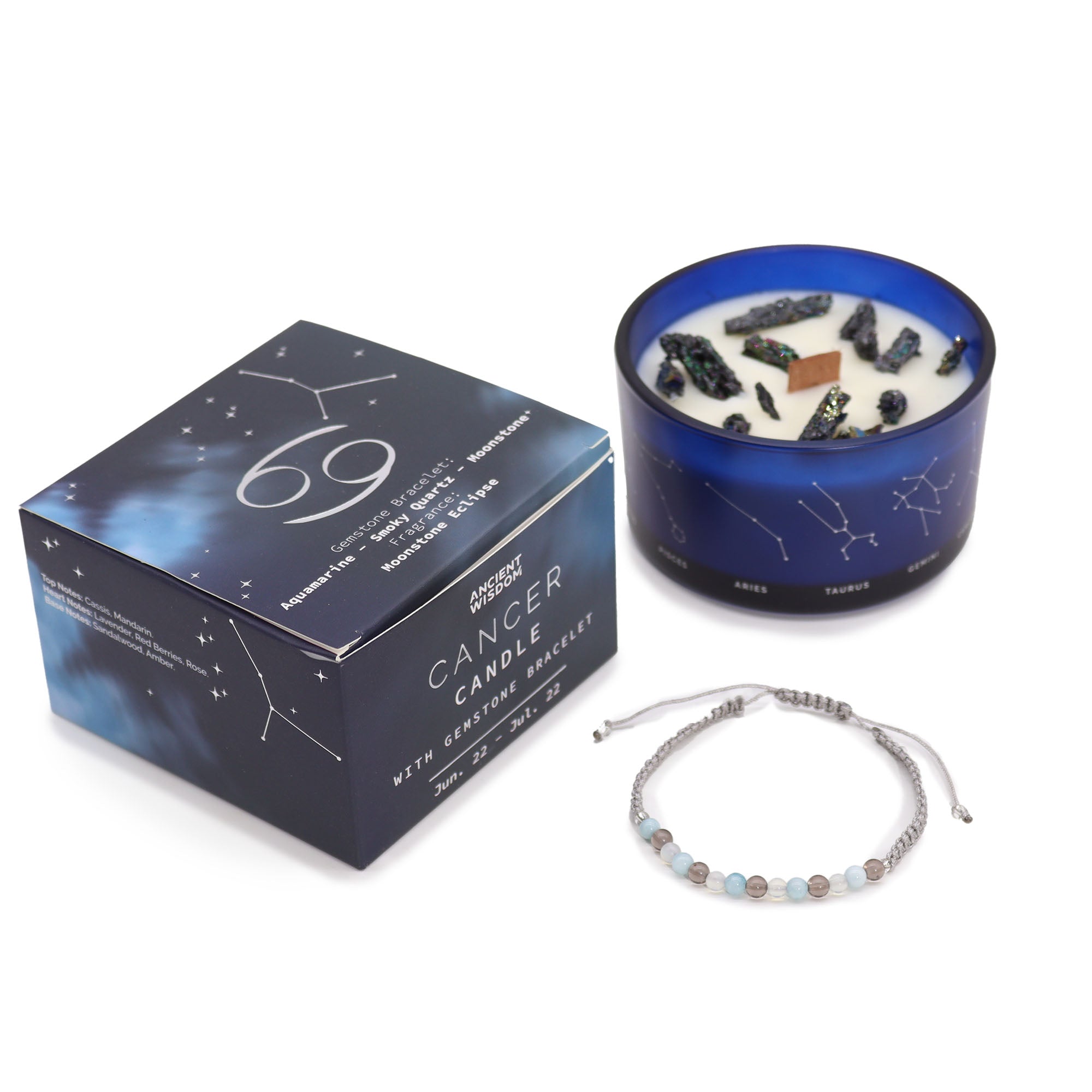 Gemstone Candle Gifts - Zodiac Crystal Candles with Gemstone Bracelets