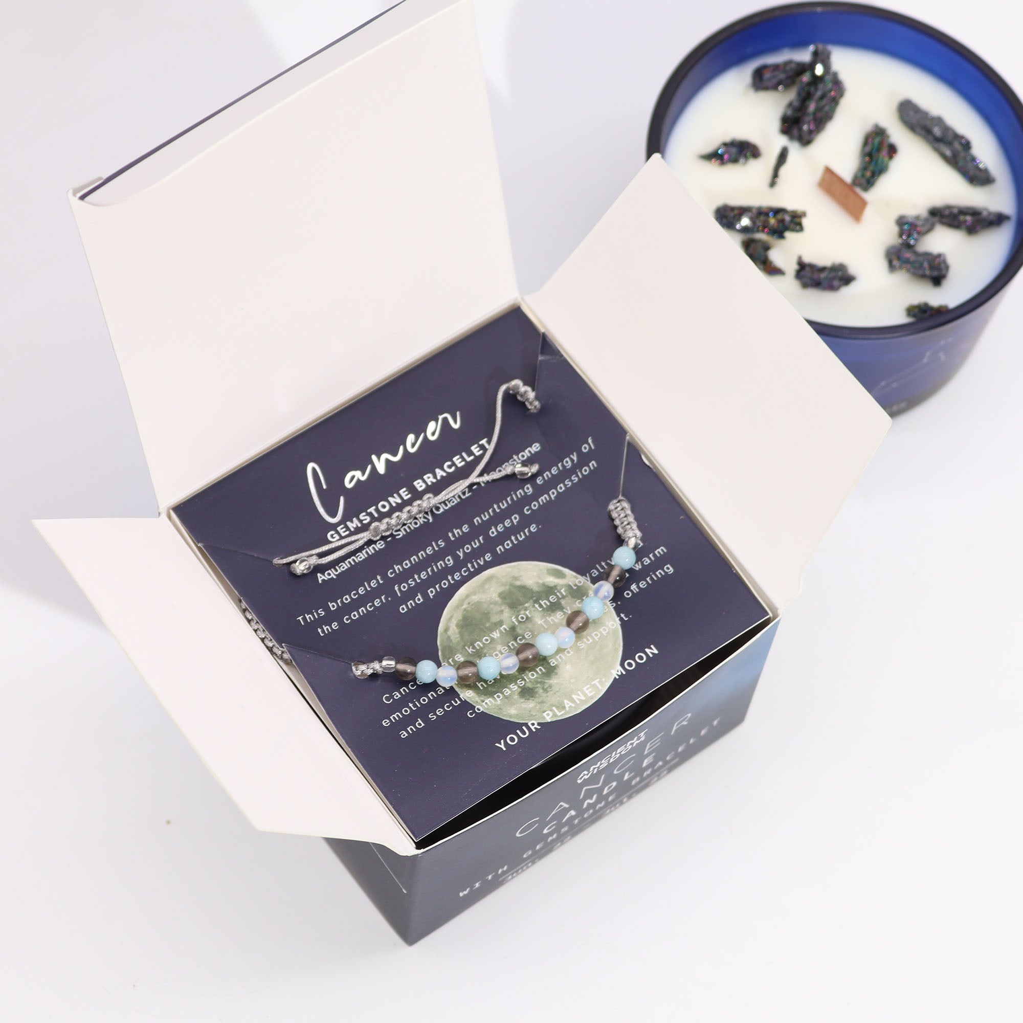 Gemstone Candle Gifts - Zodiac Crystal Candles with Gemstone Bracelets