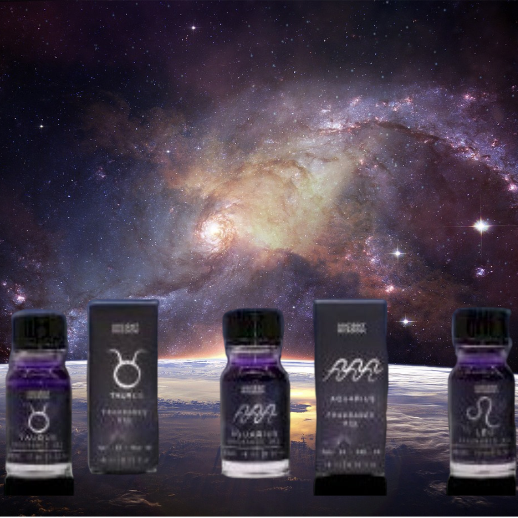 Emmy Jane - Ancient Wisdom - Zodiac Fragrance Oils with Bio Glitter and Gemstones Made in the UK. The Essence of The Stars. Welcome to a celestial journey where fragrance meets the cosmos. We are proud to present our exclusive collection of Zodiac Fragrance Oils, designed to connect your inner being with the celestial energy of your star sign. Each bottle is a crafted representation of the night sky, with dark hues and bio glitter mimicking the twinkling stars that guide our fate.