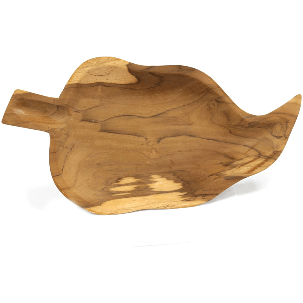 Emmy Jane Boutique Indonesian Leaf Shaped Teak Root Wooden Display Serving Bowl