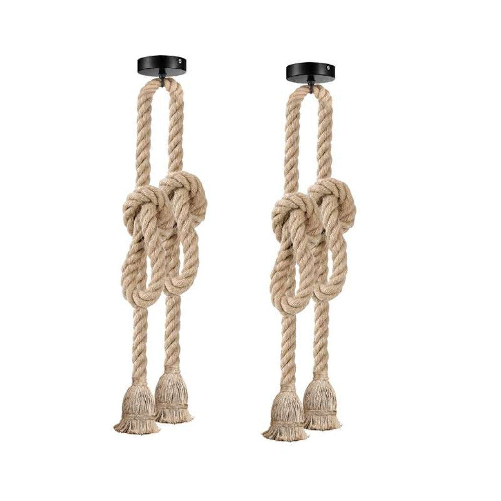 Double Head 2m Hemp Rope Pendant Light fixtures for Cafe Restaurant bar~4736-11