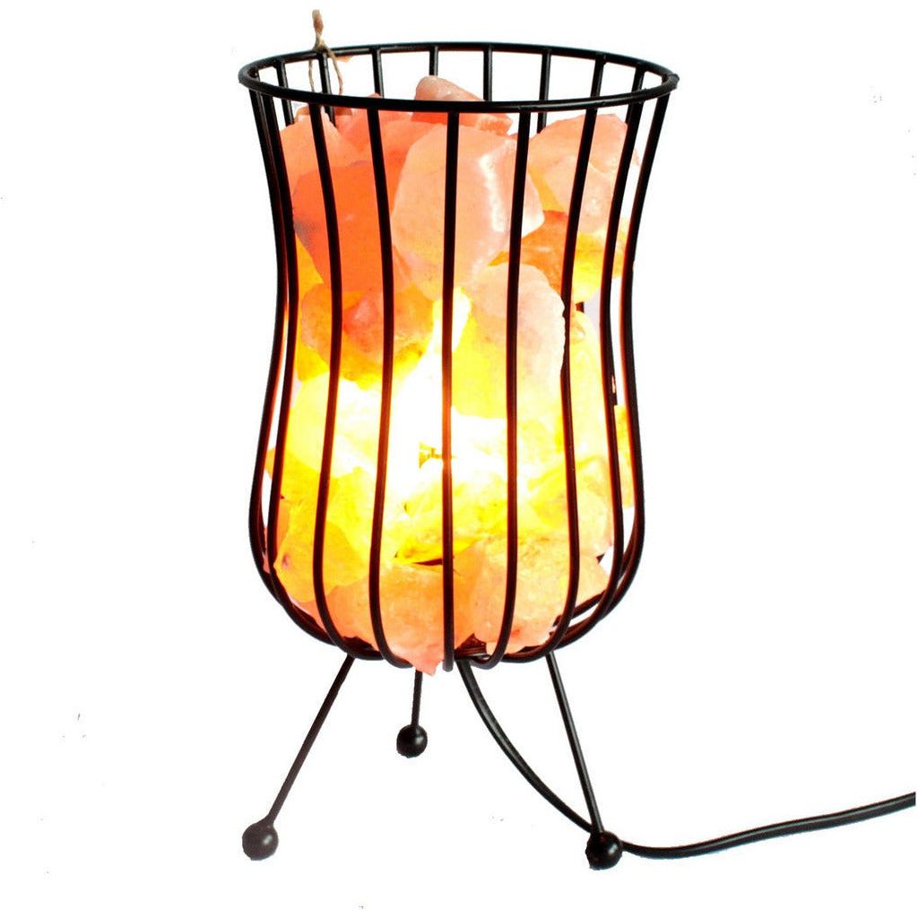 Emmy Jane Boutique Natural Salt Rock Lamp - Mesh Salt Rock Brazier Pink Salt Chunks & Bulb