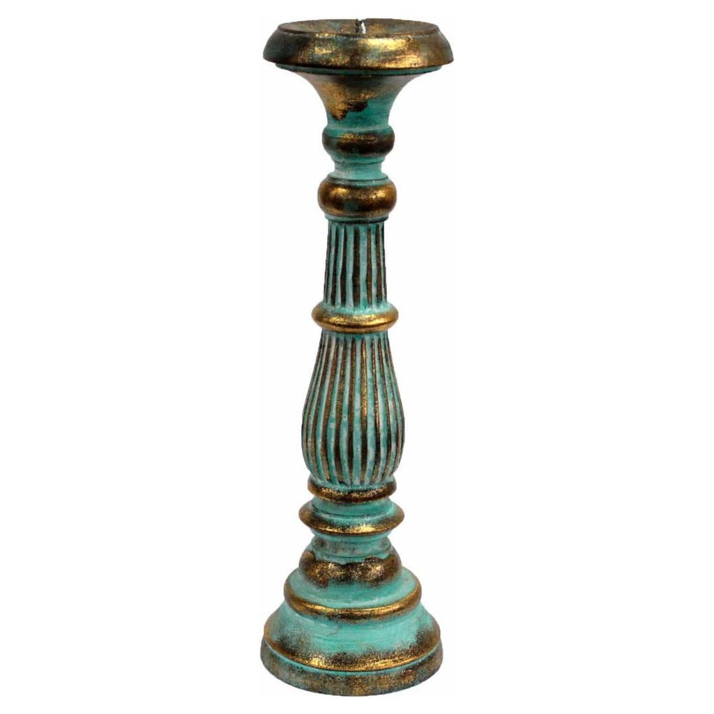 Emmy Jane Boutique Hand Carved Vintage Style Wooden Candle Stands - Sustainable Albesia Wood