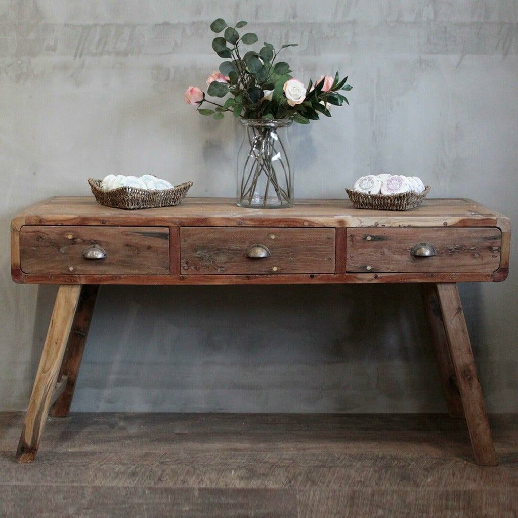 Emmy Jane Boutique Console Table - 150 x 50 x 80cm - Upcycled Teak Wood from Retired Fishing Boats