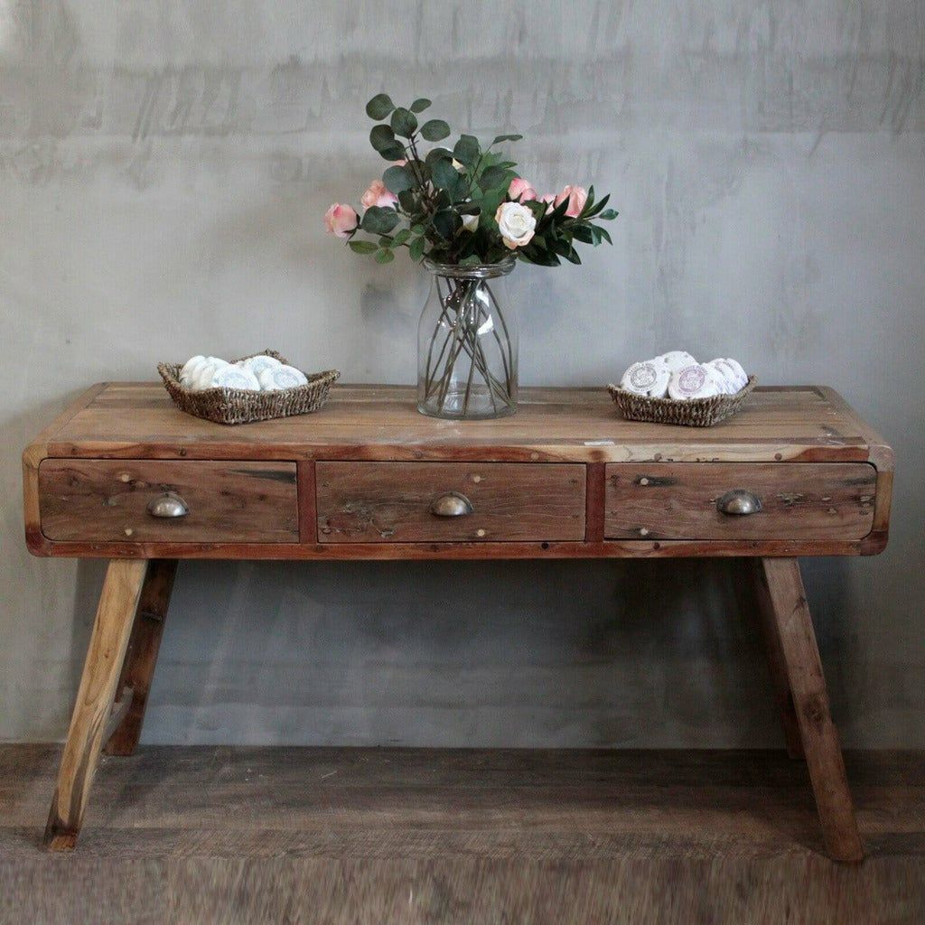 Emmy Jane Boutique Console Table - 150 x 50 x 80cm - Upcycled Teak Wood from Retired Fishing Boats