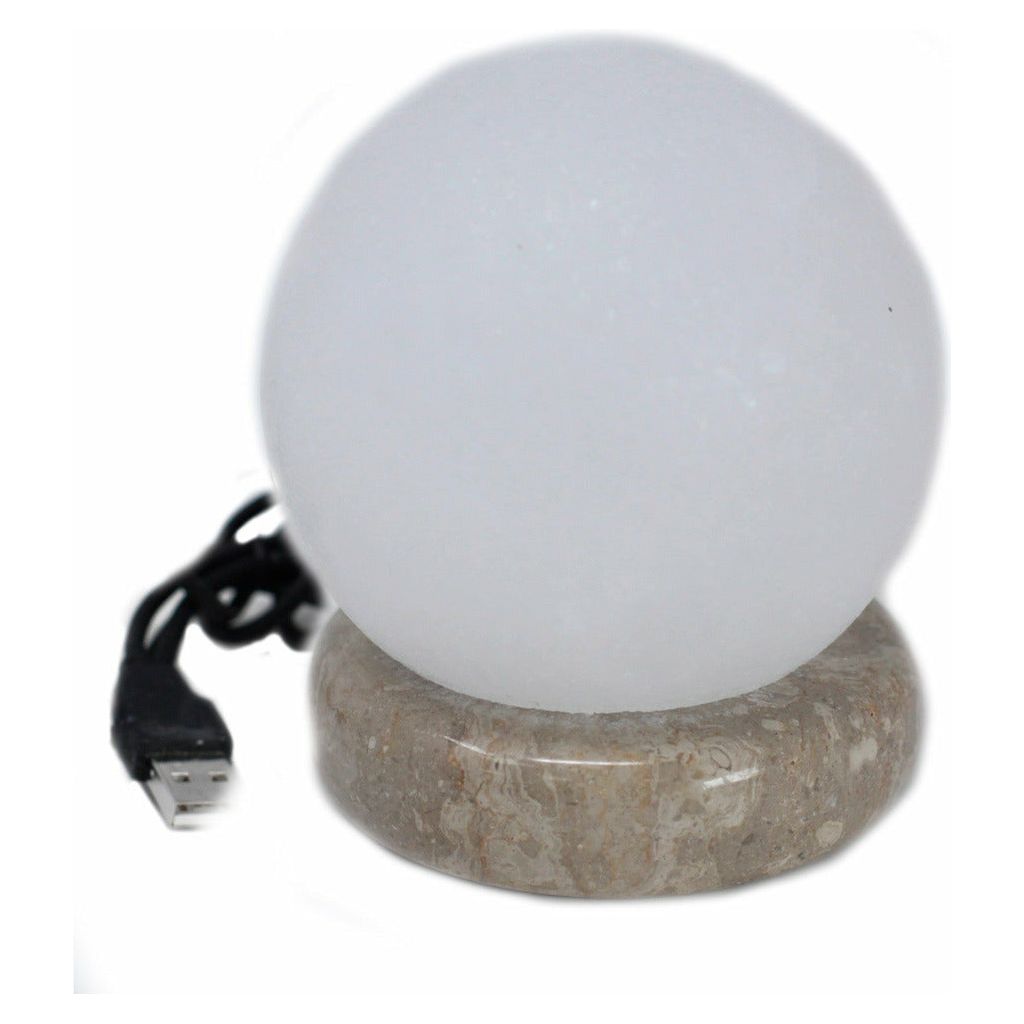Emmy Jane Boutique USB Ball Himalayan Salt Desk Lamp - 9 cm - White